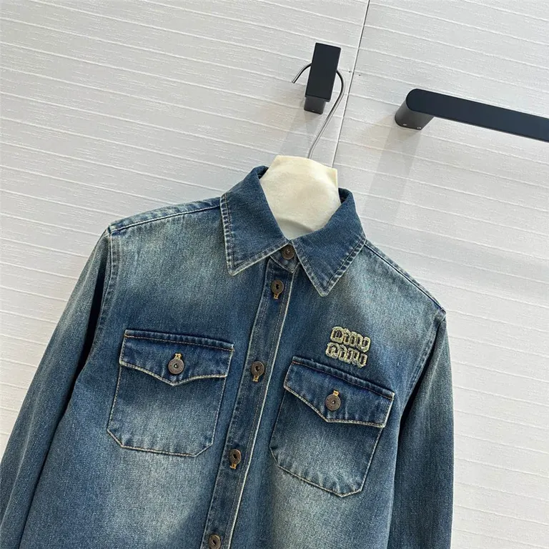 Miumiu color-block washed denim shirt